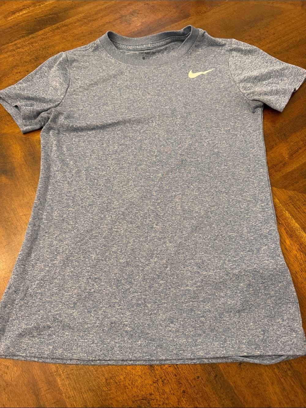Nike Heathered Blue-Gray Short Sleeve Crew Tee with Swoosh